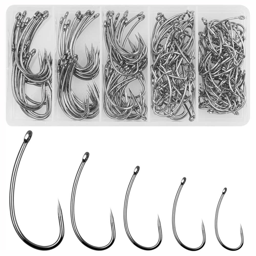 Fishing Hook Assortment - 180 buah Kit kait pancing Barbless